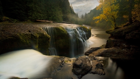 What a view. - mountains, falls, rocks, river