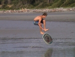 Mikey is a Master on the skimboard