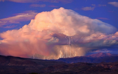 Cumulonimbus - cloud, sky, storm, lightning, landscape, hills, thunder, nature