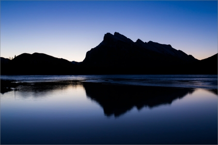 Early Morning Blues - morning, alberta, nature, lake, reflection, canada, mountains, banaff