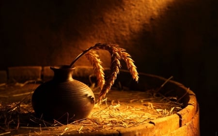 Still Life - pitcher, barrel, spikes, still life