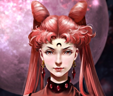 Chibiusa - anime, girl, pink, evil, sailor moon, manga, fantasy, black moon, chibiusa, imirpz, face, art, luminos, luna