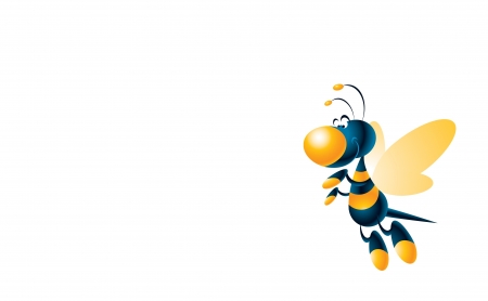 Bee - bee, white, yellow, blue, insect, card, child