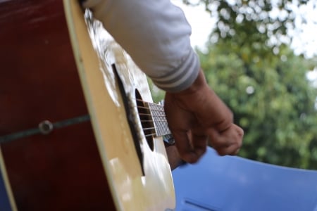 Strumming guitar - sad, love, guitar, nature