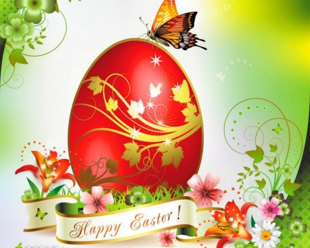 Happy Easter - eggs, easter, vector, art