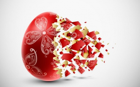 Happy Easter - vector, egg, Easter, red