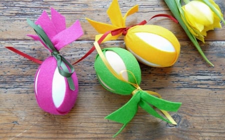 Happy Easter - eggs, craft, Easter, wood