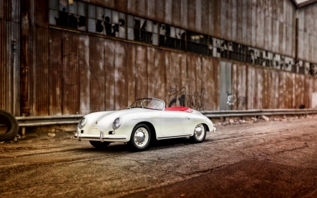 1955 Porsche - white, car, porsche, 1955, wheel