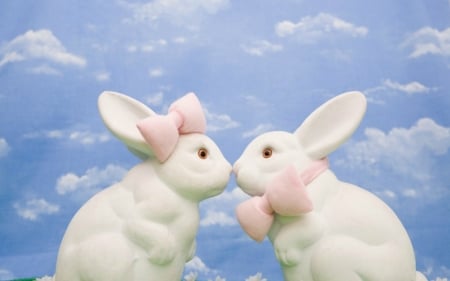 Easter Bunnies - animal, white, easter, bunnies