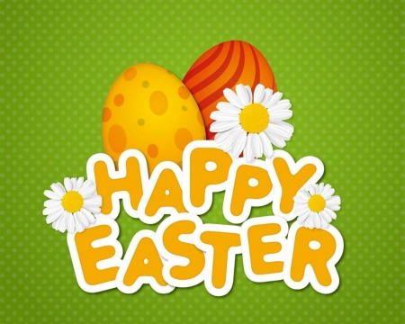 Happy Easter - easter, flower, eggs, vector, art