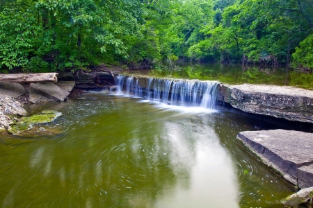 Swissvale Falls, Kansas - river, trees, water, cascade, reflection