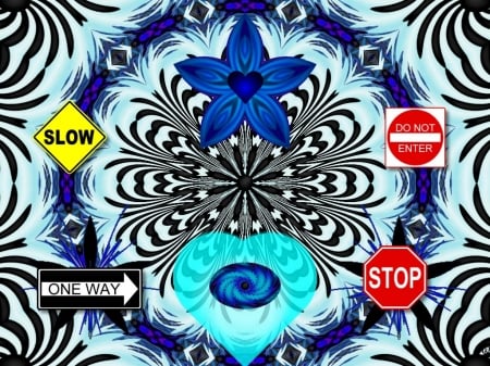 Look 4 the Signs - eye candy, collage, 3d, fractal, abstract