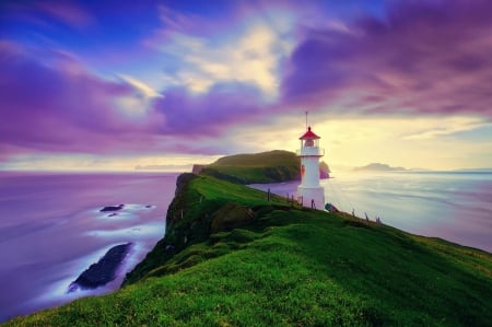 Faroe Island Lighthouse - island, Faroe, ocean, lighthouse