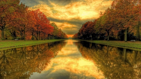 Autumn Lake - clouds, trees, nature, autumn, lake, reflection