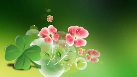 Happy St Patrick's Day! - flowers, clover, abstract, green