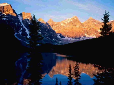 Moraine Lake, Banff National Park, Alberta - mountains, water, reflection, landscape, trees