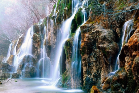 Waterfall - nature, waterfal, tree, rocks