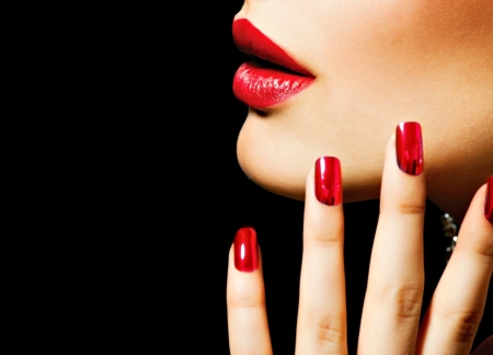 Red - anna subbotina, lips, lipstick, red, hand, nails, black