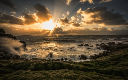 Beach Sunset - sunset, nature, cloud, sky, Beach