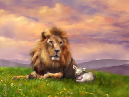 Lion and lamb - harmony, lion, lamb, peace