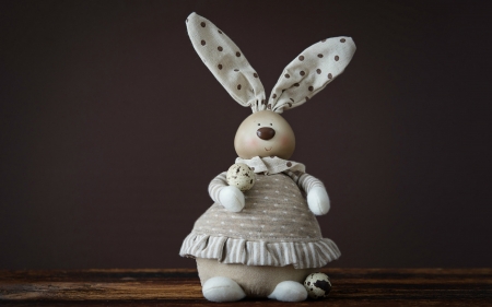 Easter bunny - easter, white, brown, cute, toy, bunny, child, dot