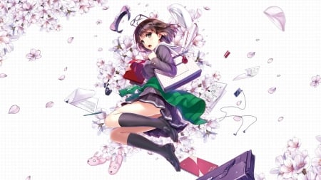 School life - Girl, School, Books, Uniform, Anime