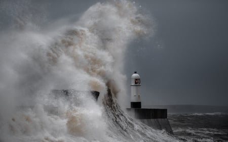 Lighthouse - nature, water, lighthouse, waves