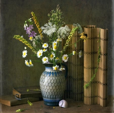 Still Life - flowers, vase, still life, old