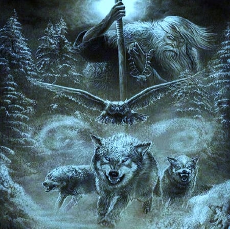 'A spirit in the sky'..... - mystical, spirit, wolves, animals