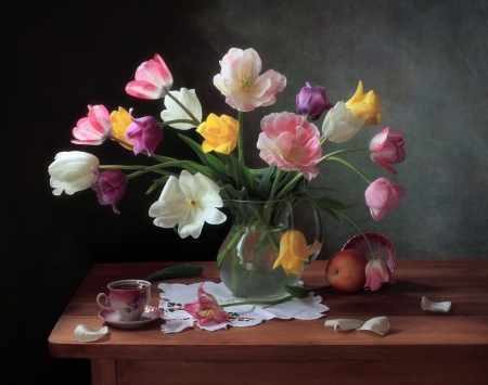 Still Life - flowers, colors, still life, cup