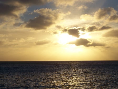 Sunset on the Atlantic Ocean - clouds, sunset, water, ocean, cruise