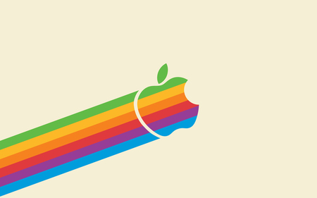 Flying Apple - apple, rainbow, retro