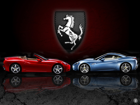 FERRARI CALIFORNIA - 2008, california, red, automobile, beautiful, blue, car, ferrari, compare, 2009, sher ali