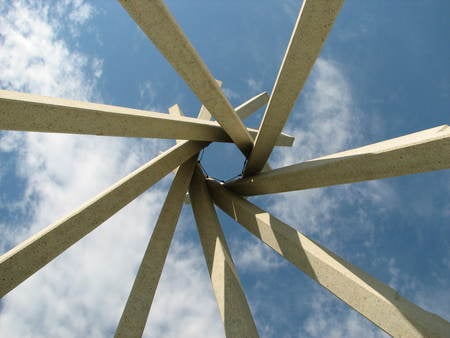 Sky Spiral - clouds, spiral, beams, concrete, sky