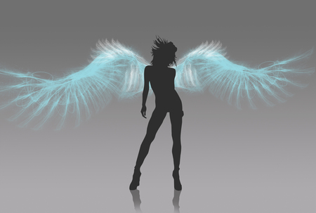 Angel Silhouette - free, gray, beautiful angel, angel, vector