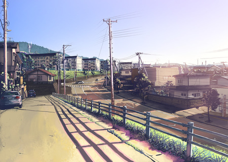 city - anime, wallpaper, 5 centimeters per second, other