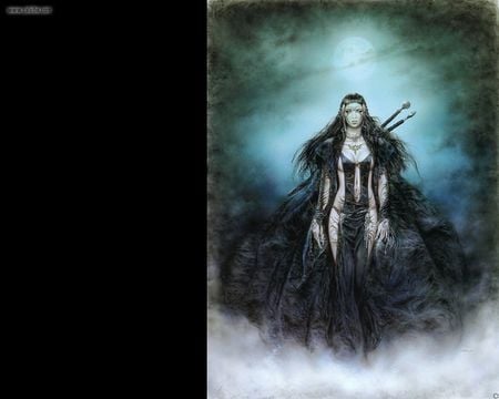 Subversive Beauty The Daughter of the Moon - moon, woman, swords, luis royo, daughter, art