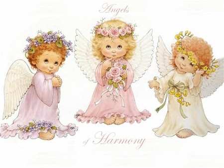 Angels of Harmony - flower, angel, baby