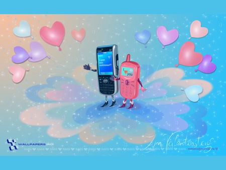 SMS Lovers - love, mobile phones, sms, hearts