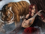 Girl and tiger