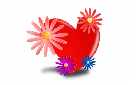 Heart - flower, purple, cactus, redn, vector, blue, white, card, valentine, heart