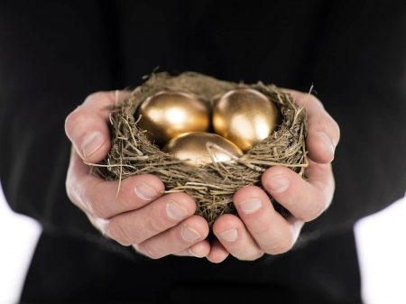 Happy Easter! - easter, black, nest, hand, egg, golden, man