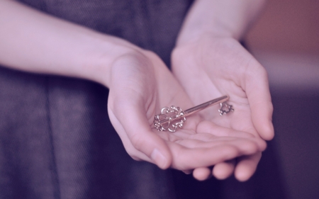 For you! - child, purple, hand, key