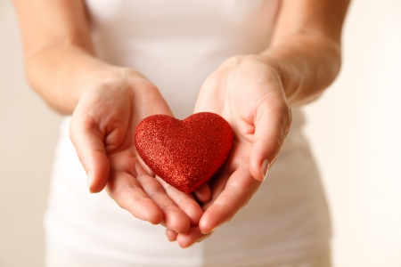 For you! - red, valentine, heart, hand, bride, woman