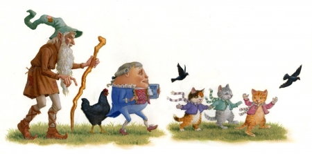 Fairytale - three, humpty, kittens, dumpty, mittens