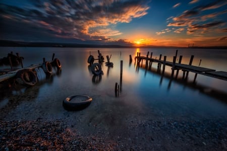 Sunset - sky, clouds, sunset, sea, nature, sea view