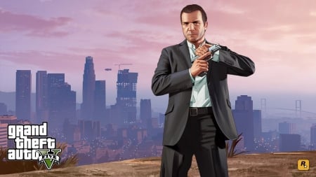 Grand Theft Auto V - Michael - Rockstar Games, GTA 5, Michael De Santa, GTA V, Video Game, Grand Theft Auto V