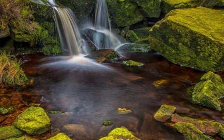 Waterfalls - stone, nature, Waterfalls, tree