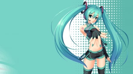 Hatsune Miku - illustration, anime, Hatsune Miku, anime girls, blue background