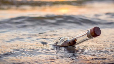 Message in a bottle - bottle, ocean, water, Message